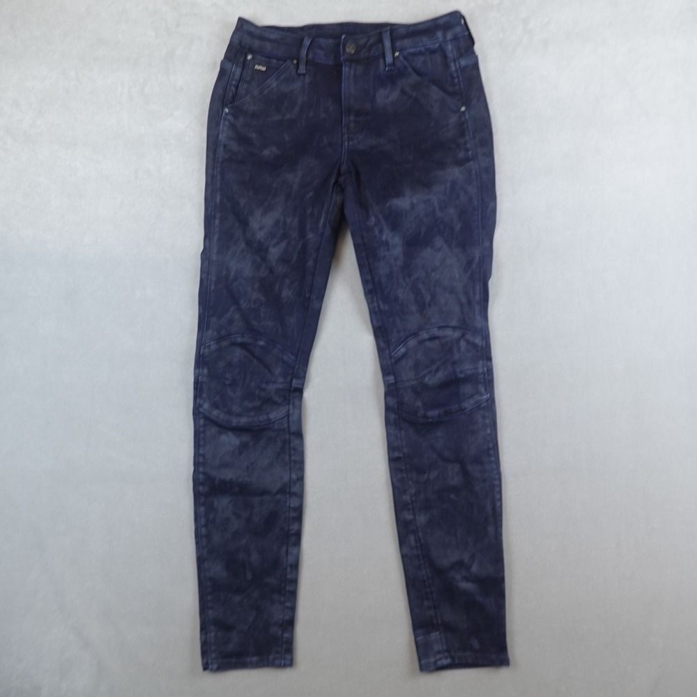 G-Star Jeans Women Tie Dye Navy Skinny Slim Stretch Size 28x30